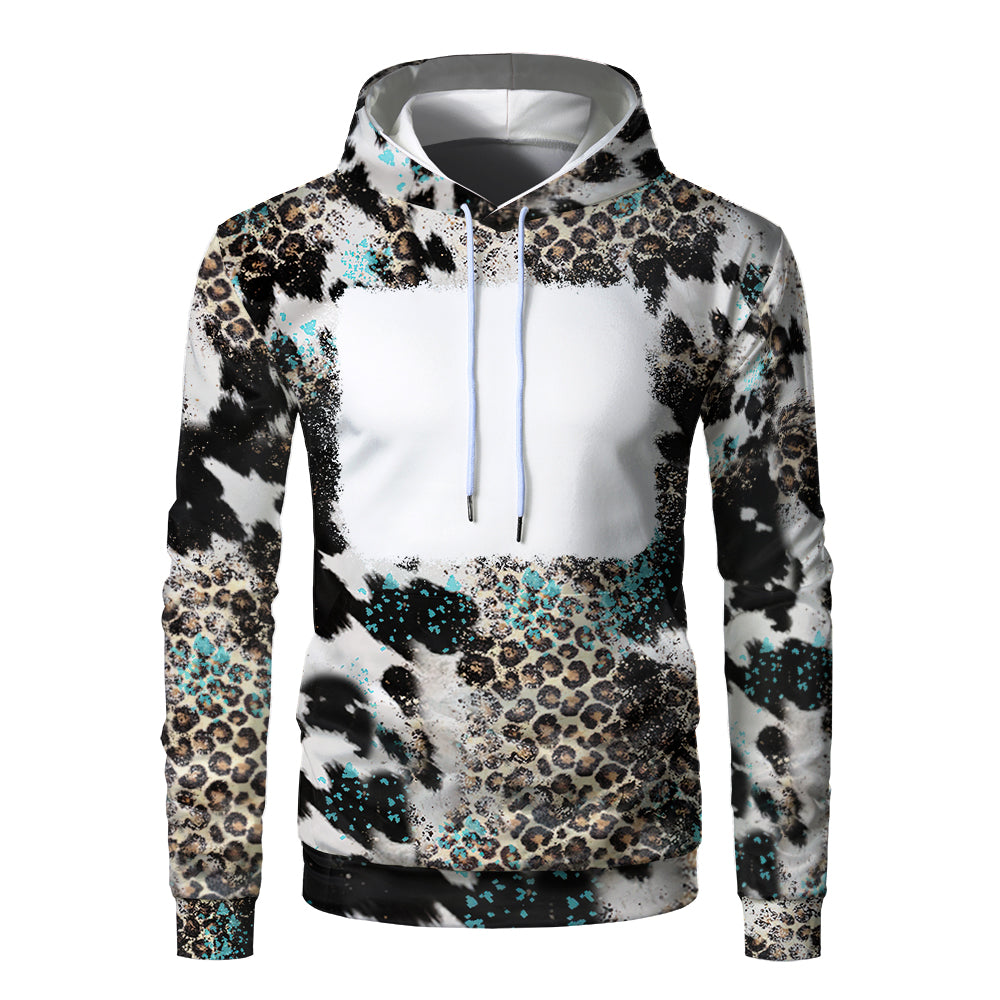 Custom Print Unisex Fleece Hooded Pullover Faux Bleach Polyester Bleached Look Sublimation Blanks Hoodies For Men and women