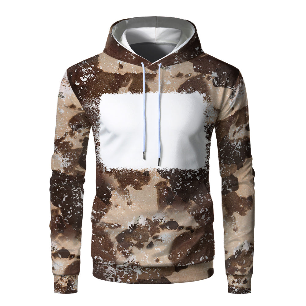 Custom Print Unisex Fleece Hooded Pullover Faux Bleach Polyester Bleached Look Sublimation Blanks Hoodies For Men and women