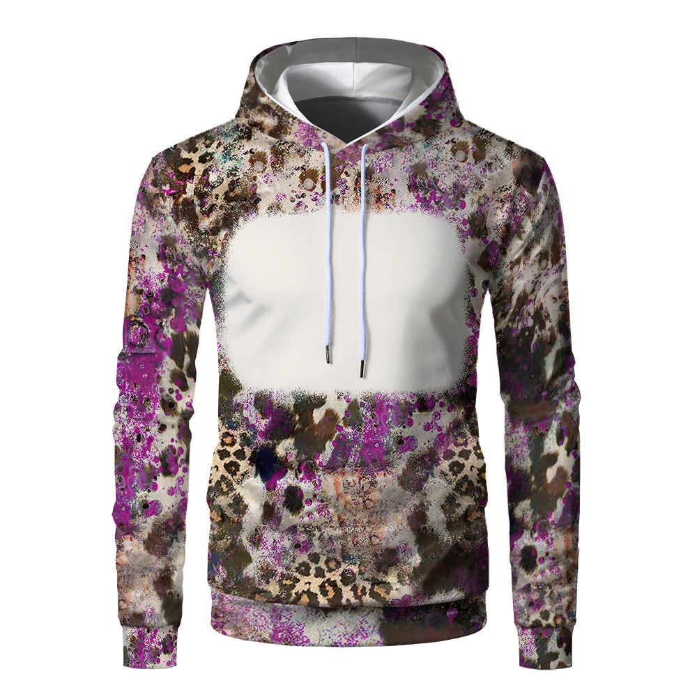 Custom Print Unisex Fleece Hooded Pullover Faux Bleach Polyester Bleached Look Sublimation Blanks Hoodies For Men and women