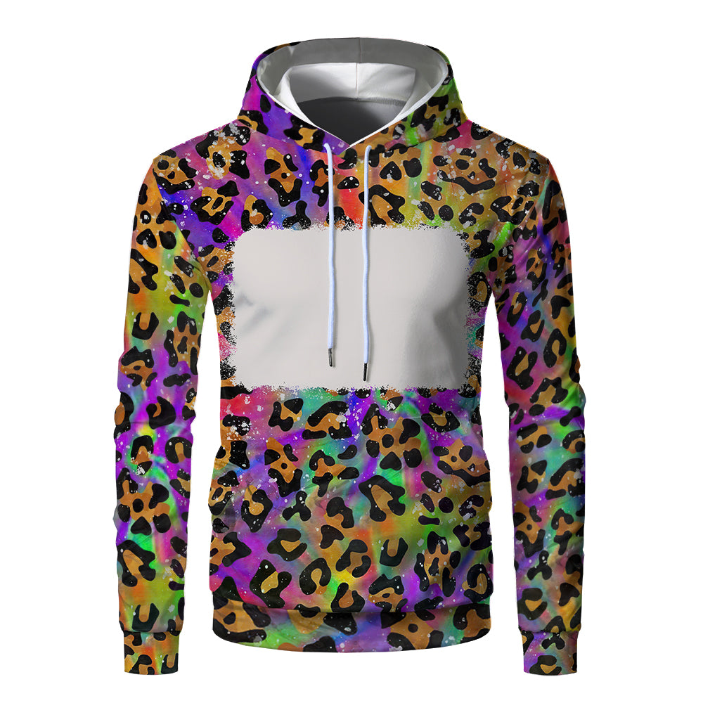 Custom Print Unisex Fleece Hooded Pullover Faux Bleach Polyester Bleached Look Sublimation Blanks Hoodies For Men and women