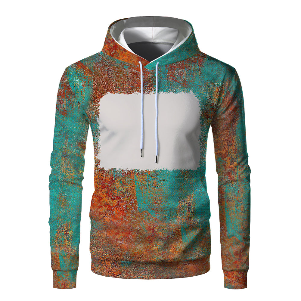 Custom Print Unisex Fleece Hooded Pullover Faux Bleach Polyester Bleached Look Sublimation Blanks Hoodies For Men and women