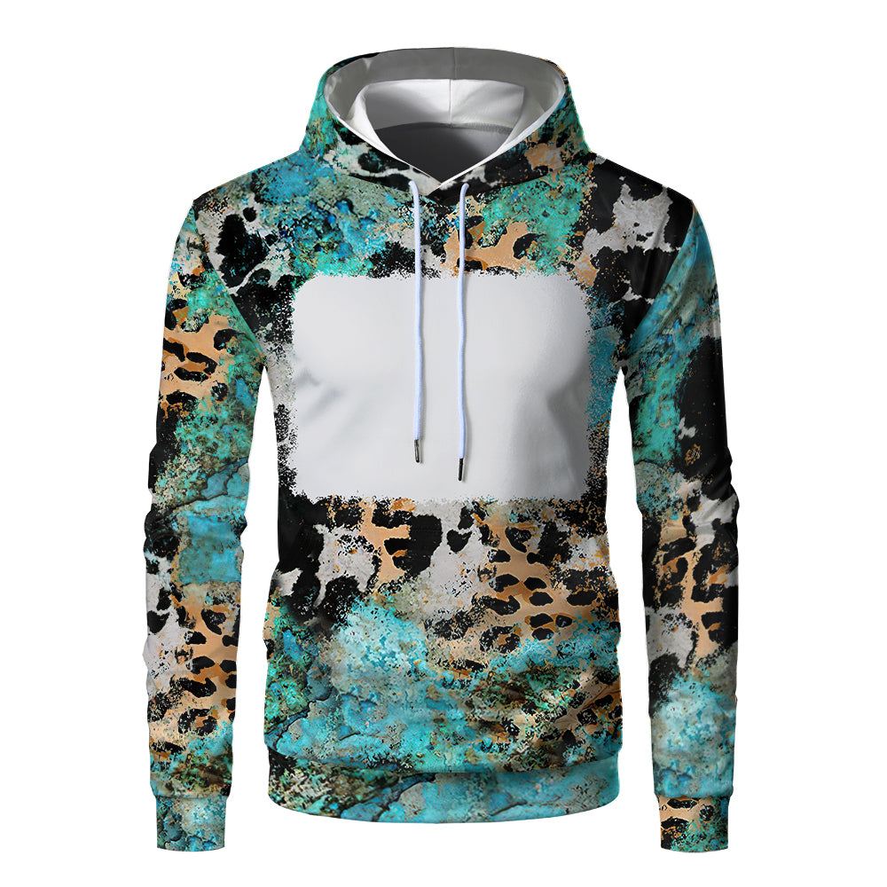 Custom Print Unisex Fleece Hooded Pullover Faux Bleach Polyester Bleached Look Sublimation Blanks Hoodies For Men and women