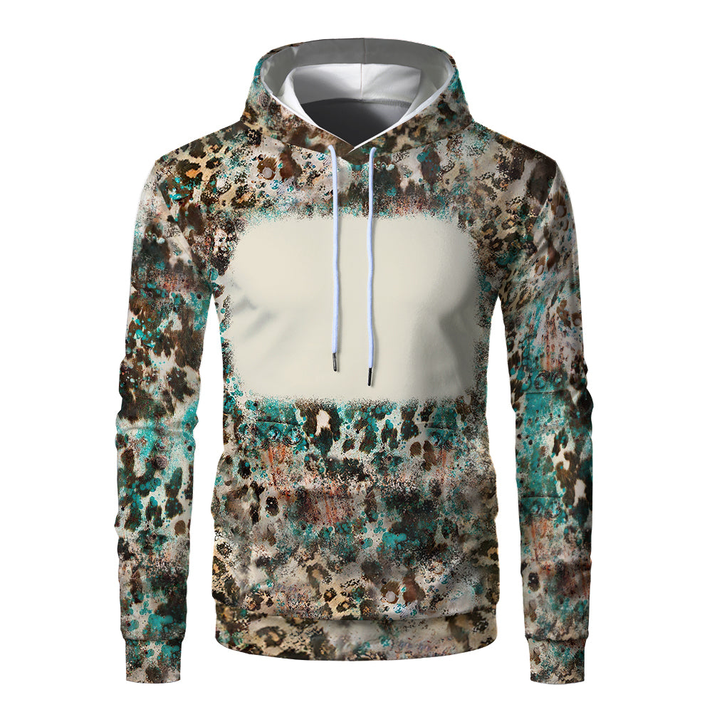 Custom Print Unisex Fleece Hooded Pullover Faux Bleach Polyester Bleached Look Sublimation Blanks Hoodies For Men and women