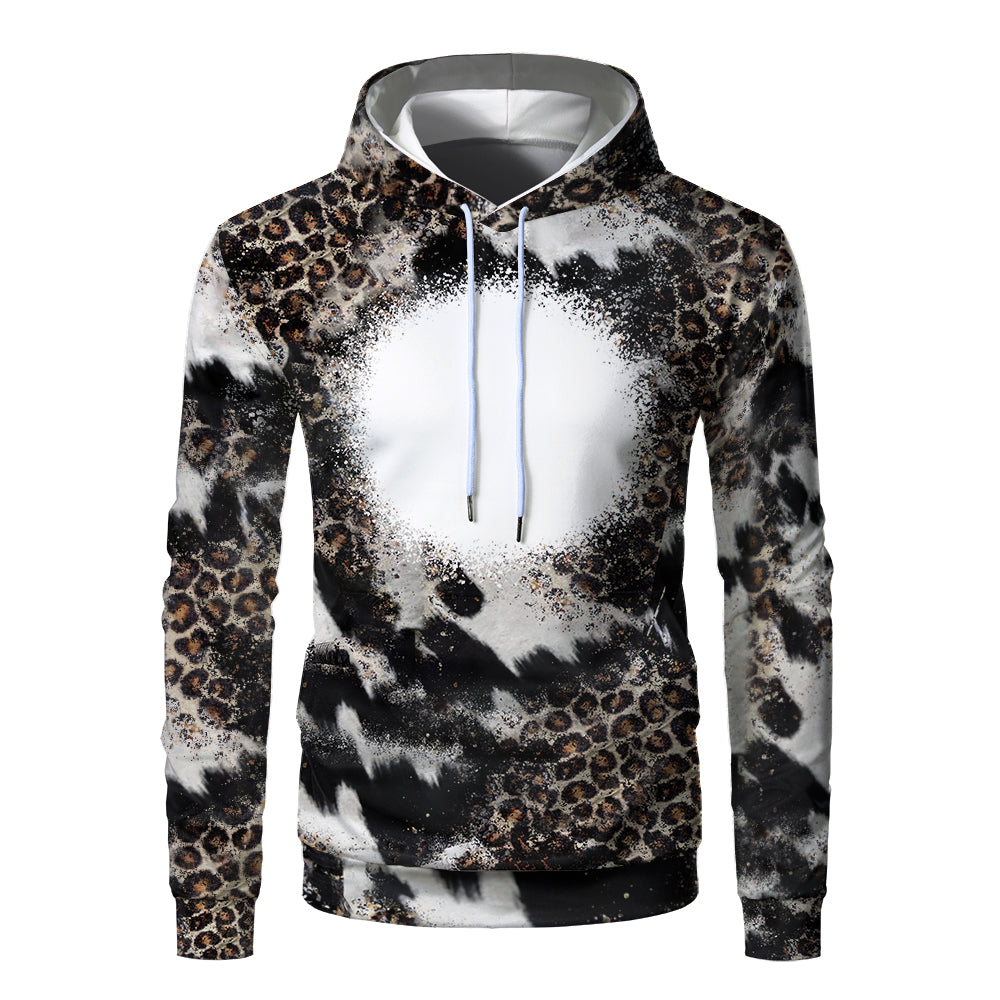 Custom Print Unisex Fleece Hooded Pullover Faux Bleach Polyester Bleached Look Sublimation Blanks Hoodies For Men and women