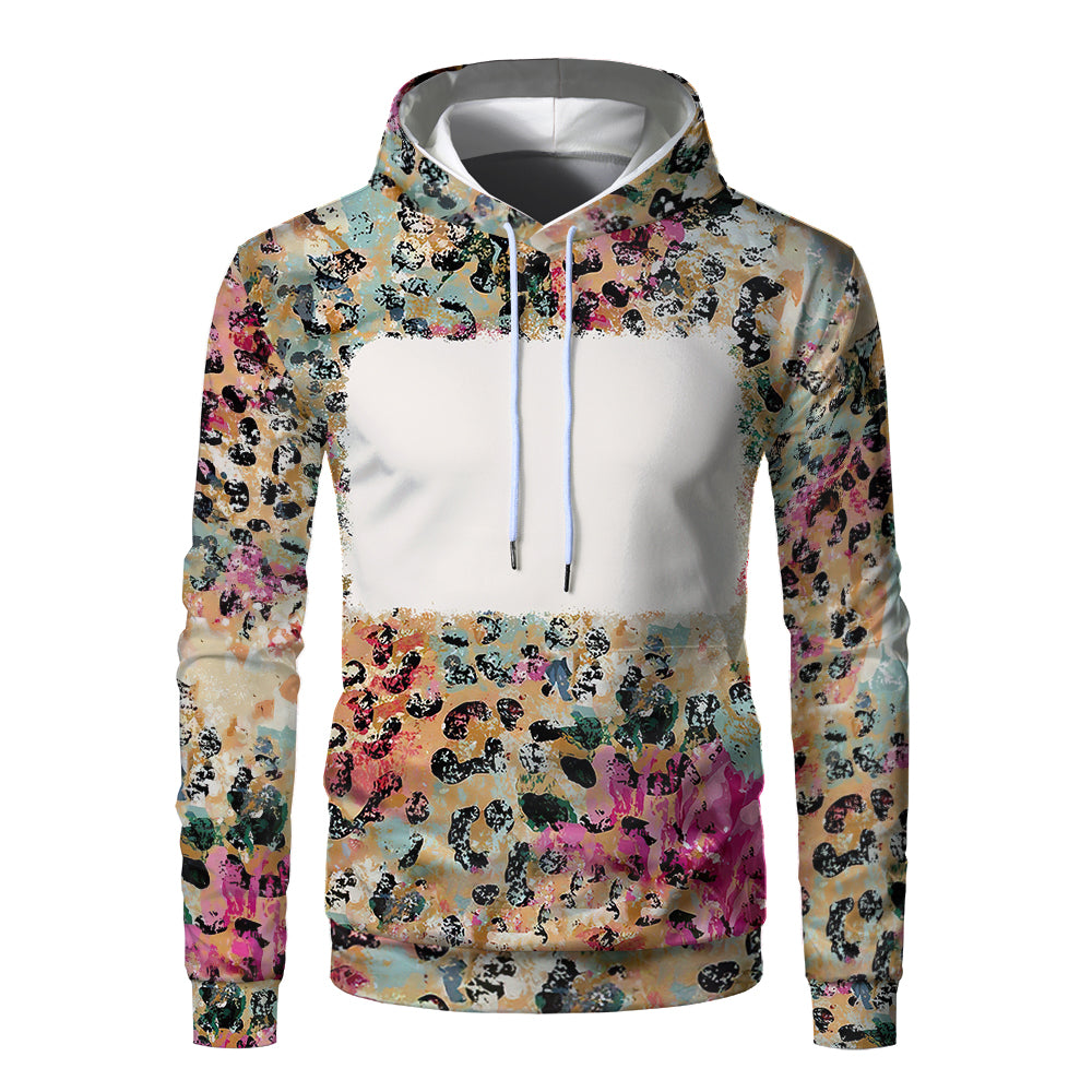 Custom Print Unisex Fleece Hooded Pullover Faux Bleach Polyester Bleached Look Sublimation Blanks Hoodies For Men and women