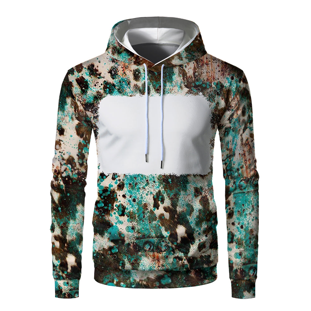 Custom Print Unisex Fleece Hooded Pullover Faux Bleach Polyester Bleached Look Sublimation Blanks Hoodies For Men and women