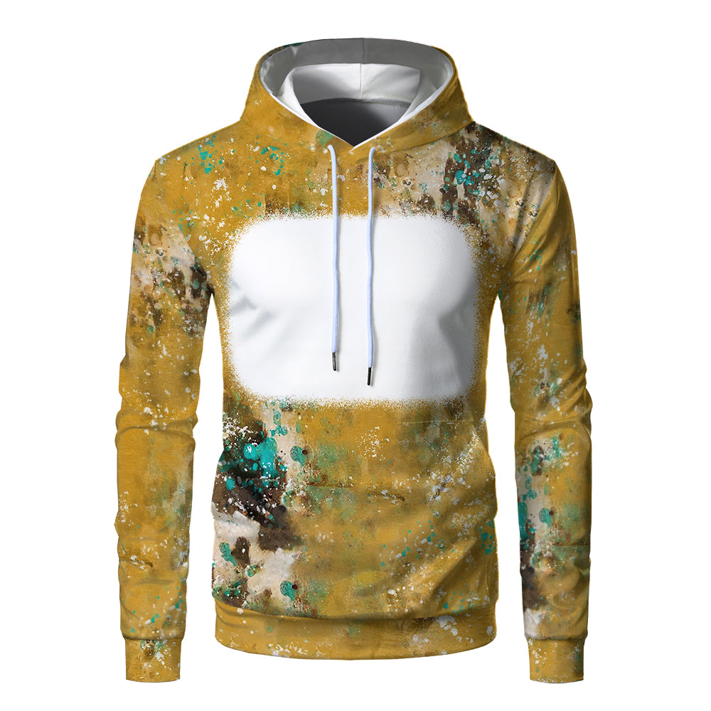 Custom Print Unisex Fleece Hooded Pullover Faux Bleach Polyester Bleached Look Sublimation Blanks Hoodies For Men and women