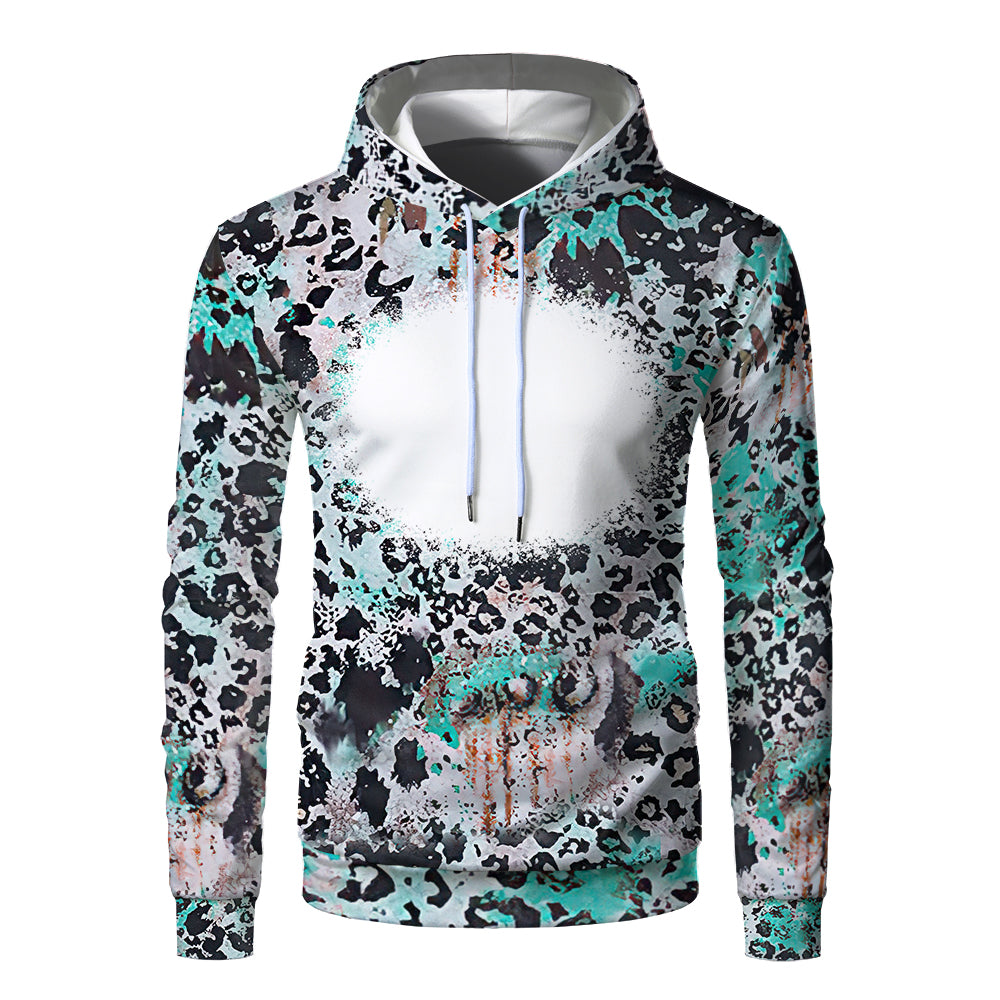 Custom Print Unisex Fleece Hooded Pullover Faux Bleach Polyester Bleached Look Sublimation Blanks Hoodies For Men and women