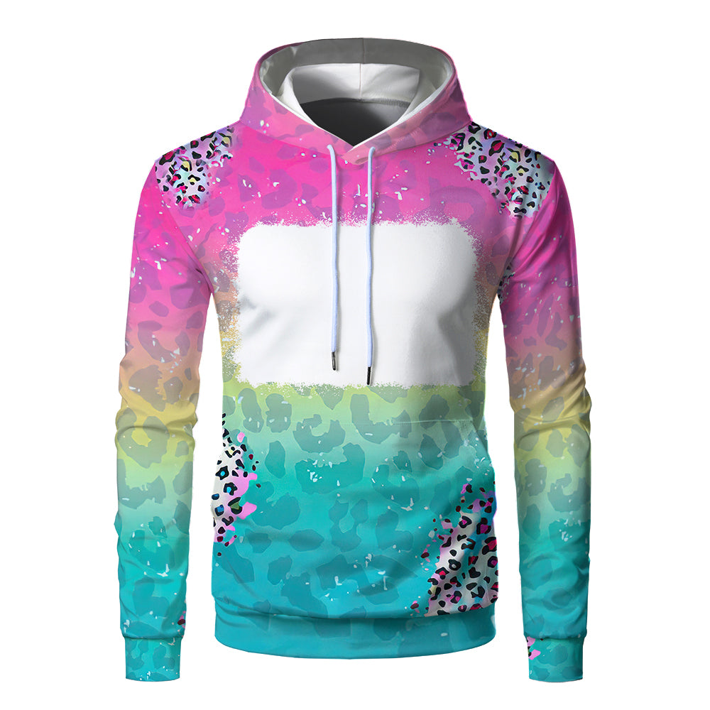 Custom Print Unisex Fleece Hooded Pullover Faux Bleach Polyester Bleached Look Sublimation Blanks Hoodies For Men and women