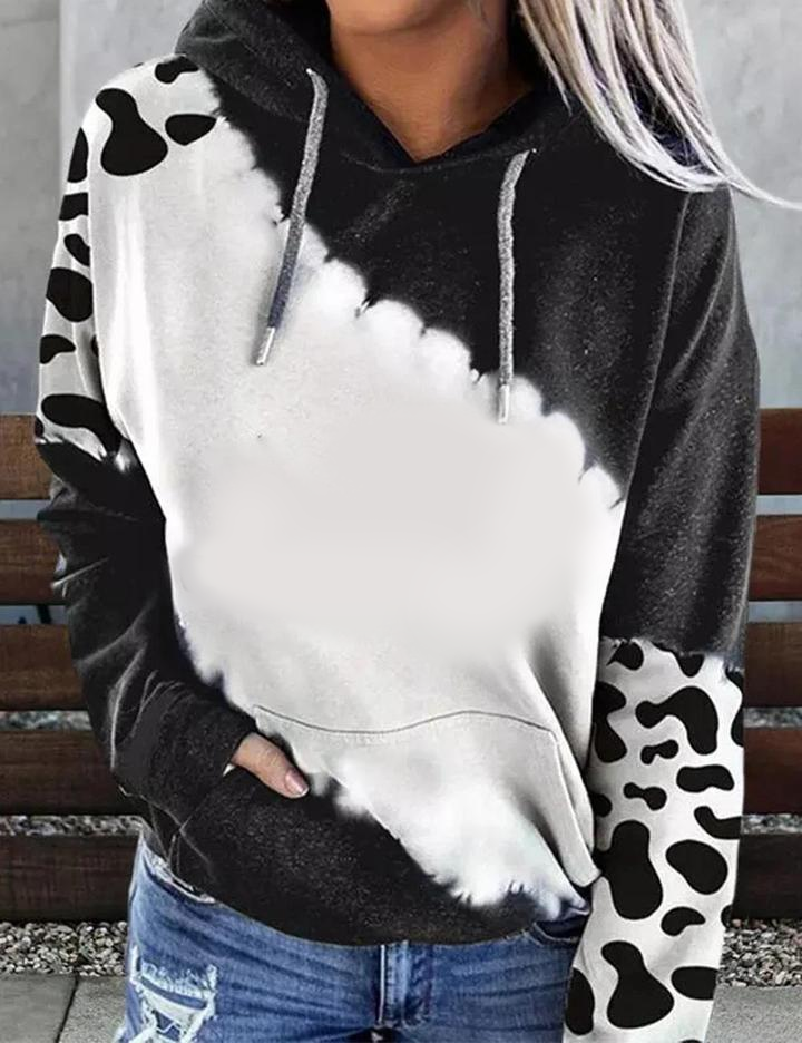 Factory Outlet Wholesale Custom Made Design Bleach Sweatshirt Sublimation Blank Faux Bleach Pullover Hoodie