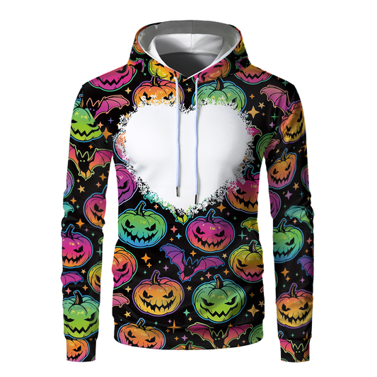 Halloween Sublimation Polyester Men's Hoodies Customized Printing Blank Special Faux bleached Custom Hoody