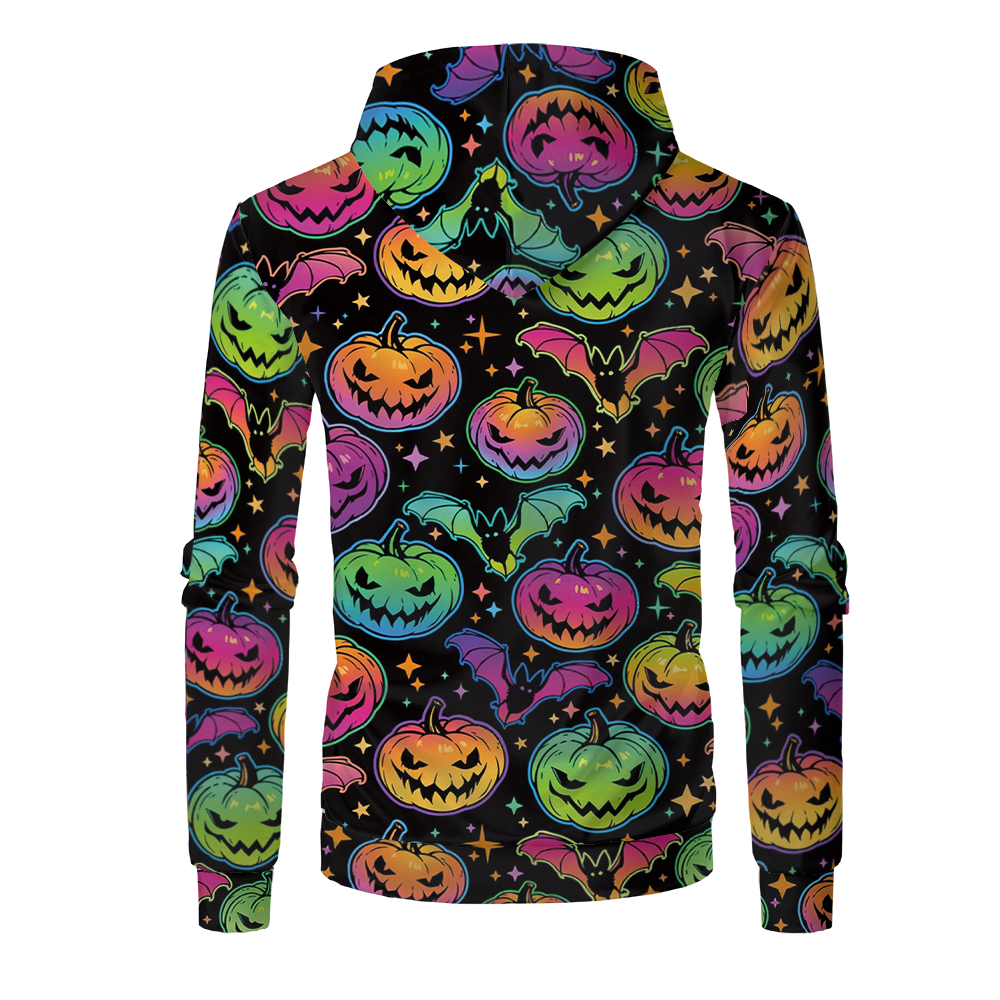 Halloween Sublimation Polyester Men's Hoodies Customized Printing Blank Special Faux bleached Custom Hoody