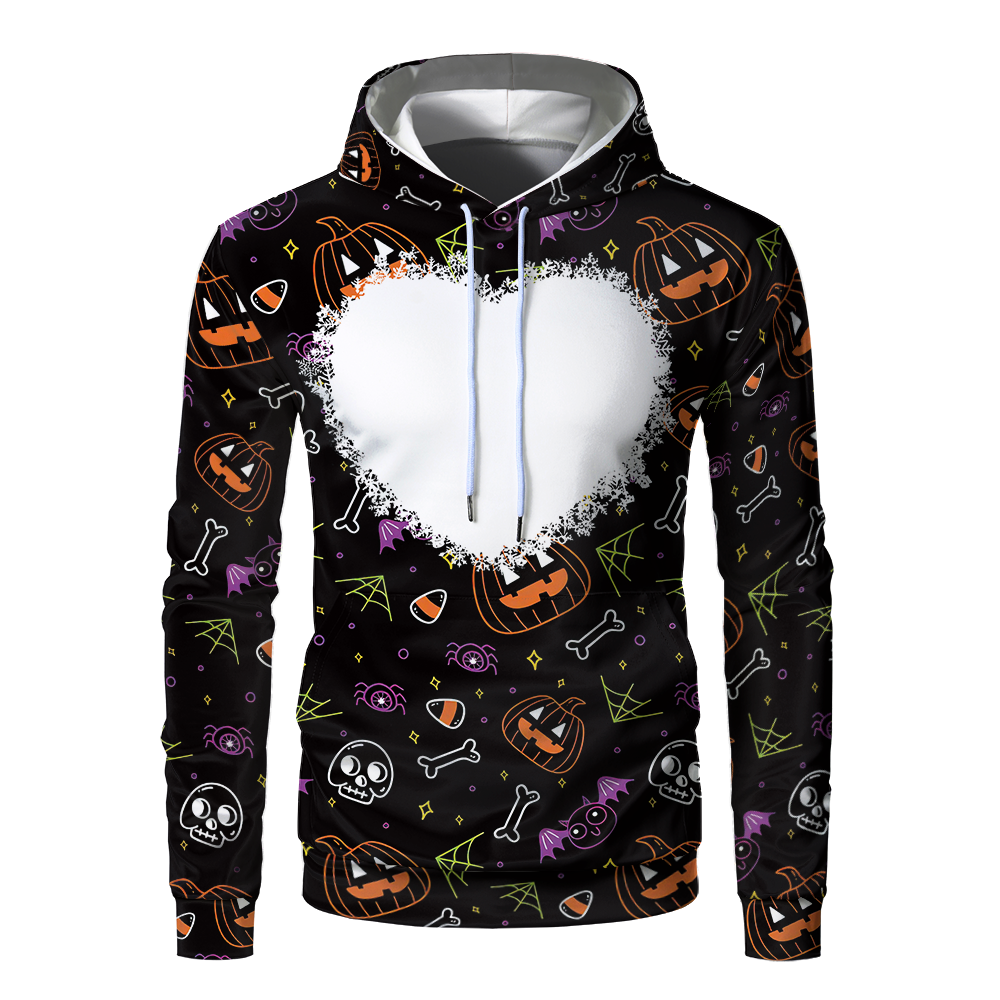 Halloween Sublimation Polyester Men's Hoodies Customized Printing Blank Special Faux bleached Custom Hoody