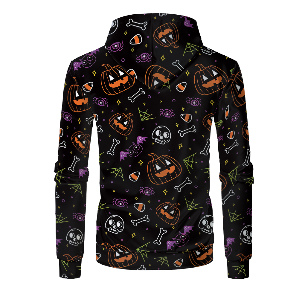 Halloween Sublimation Polyester Men's Hoodies Customized Printing Blank Special Faux bleached Custom Hoody