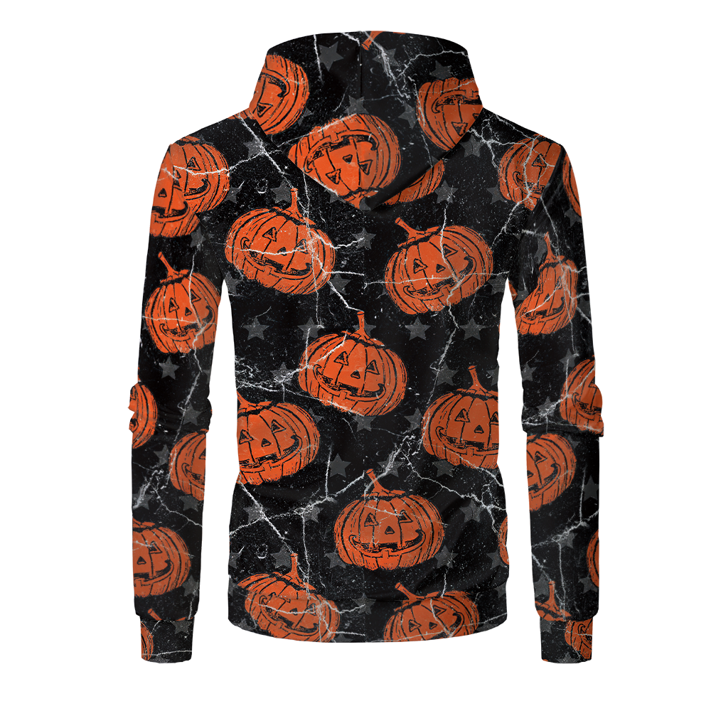 Halloween Sublimation Polyester Men's Hoodies Customized Printing Blank Special Faux bleached Custom Hoody