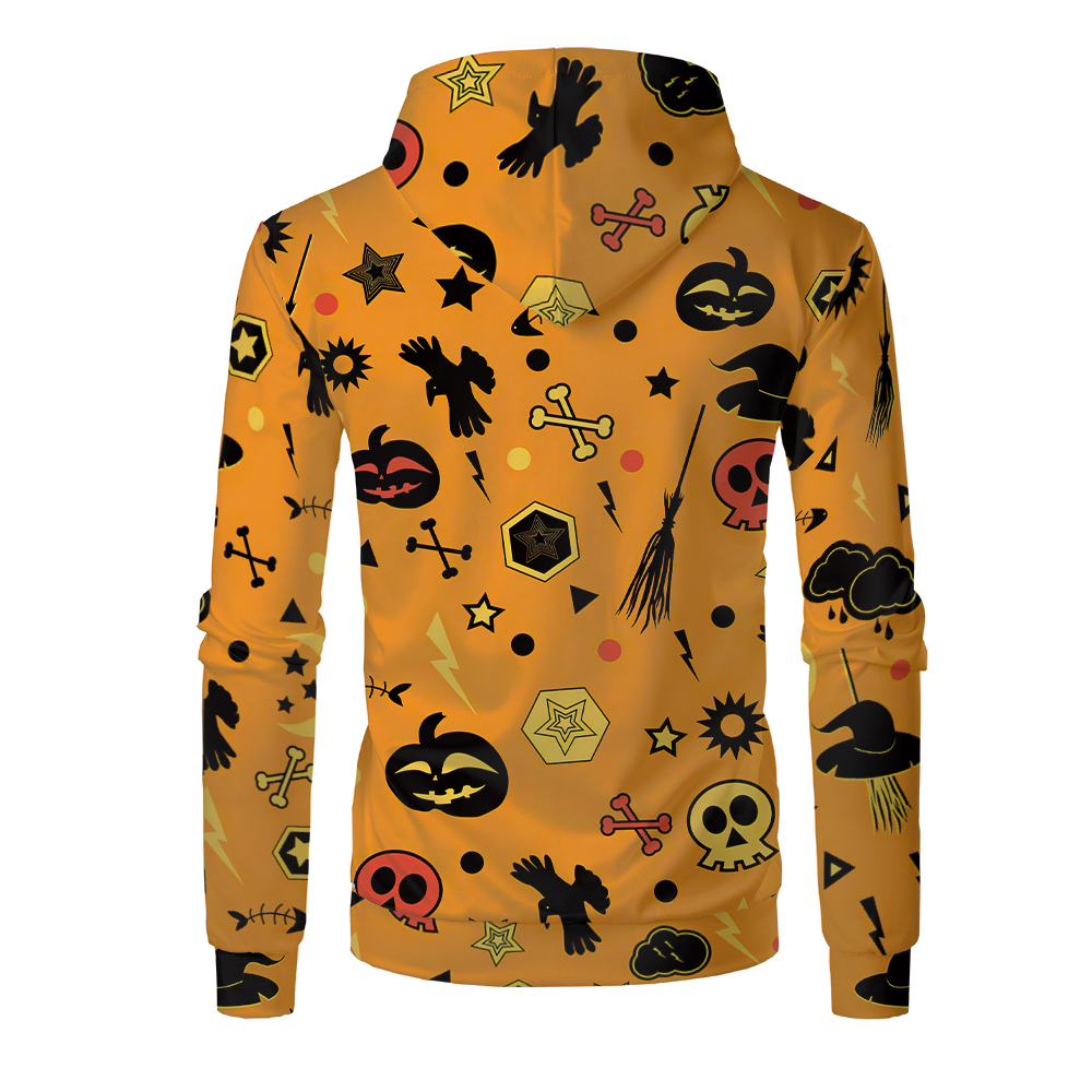 Halloween Sublimation Polyester Men's Hoodies Customized Printing Blank Special Faux bleached Custom Hoody