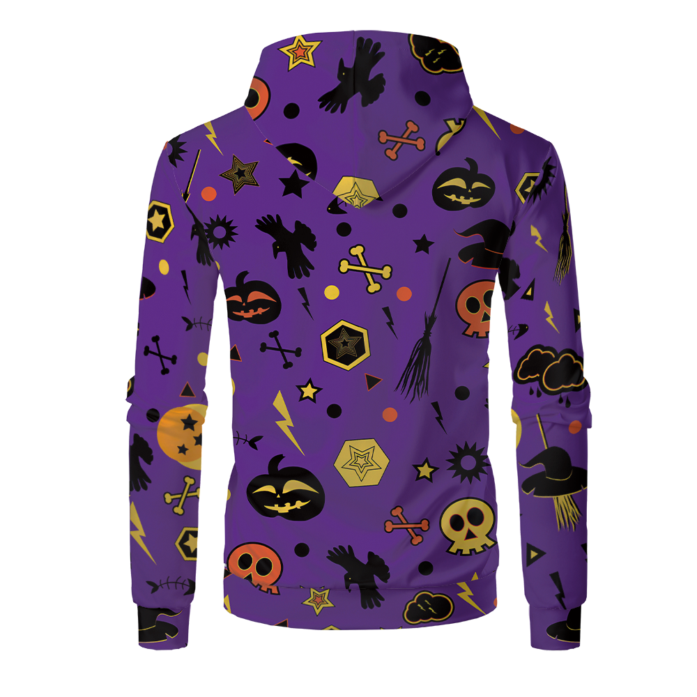 Halloween Sublimation Polyester Men's Hoodies Customized Printing Blank Special Faux bleached Custom Hoody