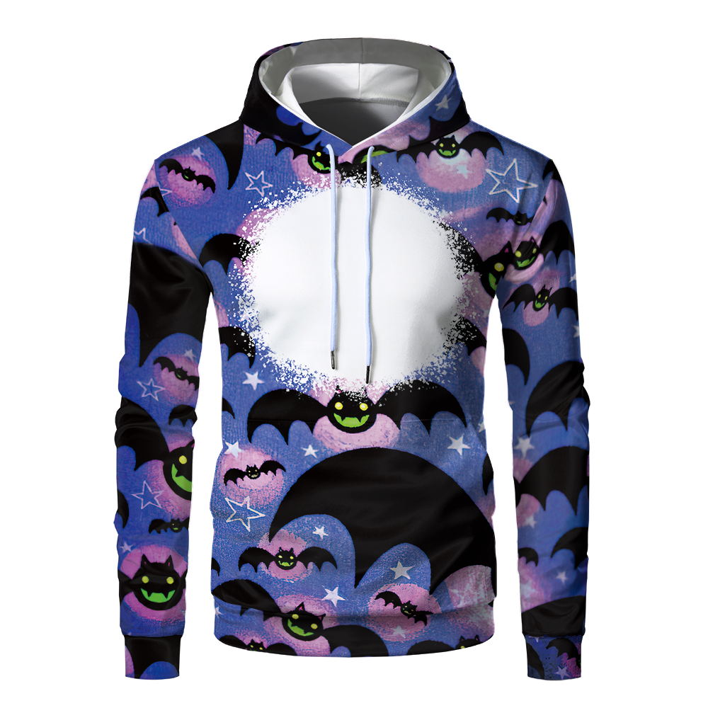 Halloween Sublimation Polyester Men's Hoodies Customized Printing Blank Special Faux bleached Custom Hoody