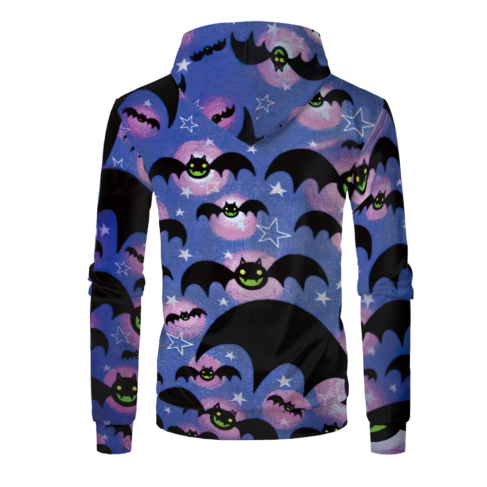 Halloween Sublimation Polyester Men's Hoodies Customized Printing Blank Special Faux bleached Custom Hoody