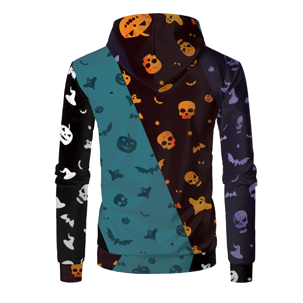 Halloween Sublimation Polyester Men's Hoodies Customized Printing Blank Special Faux bleached Custom Hoody