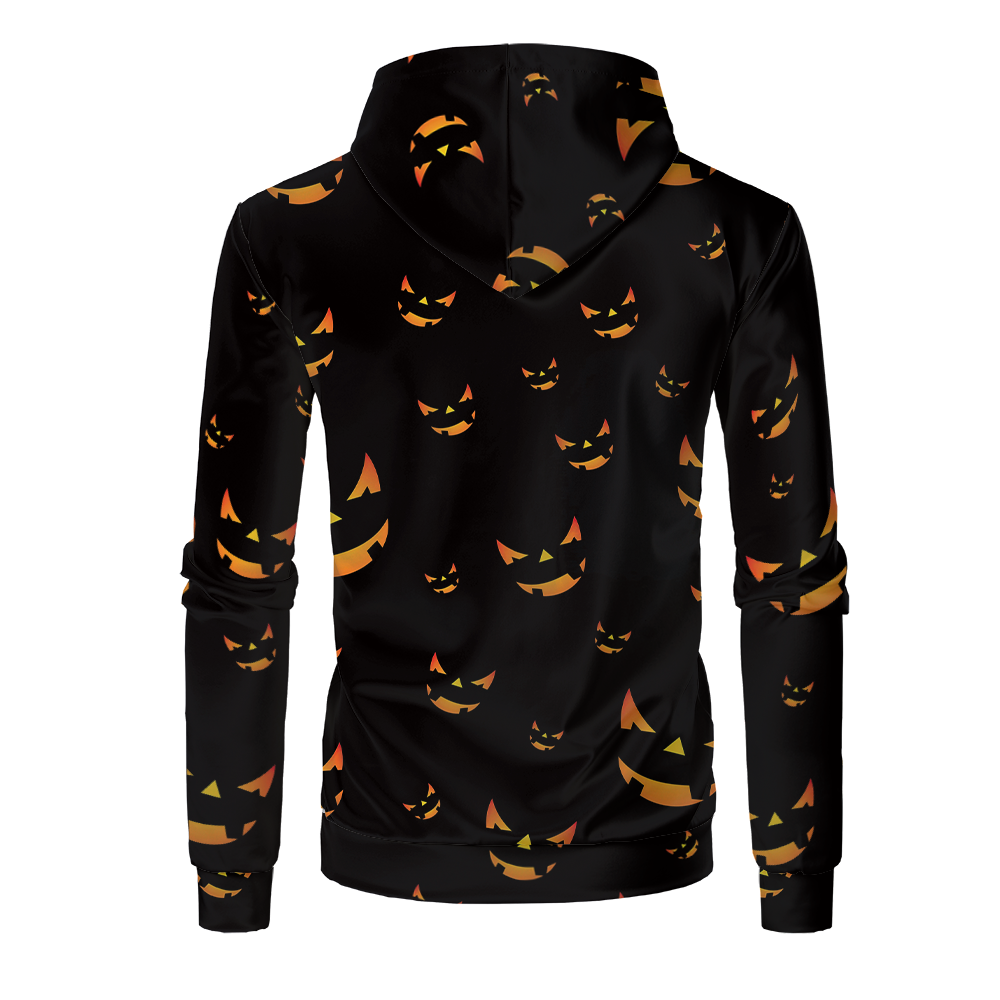 Halloween Sublimation Polyester Men's Hoodies Customized Printing Blank Special Faux bleached Custom Hoody