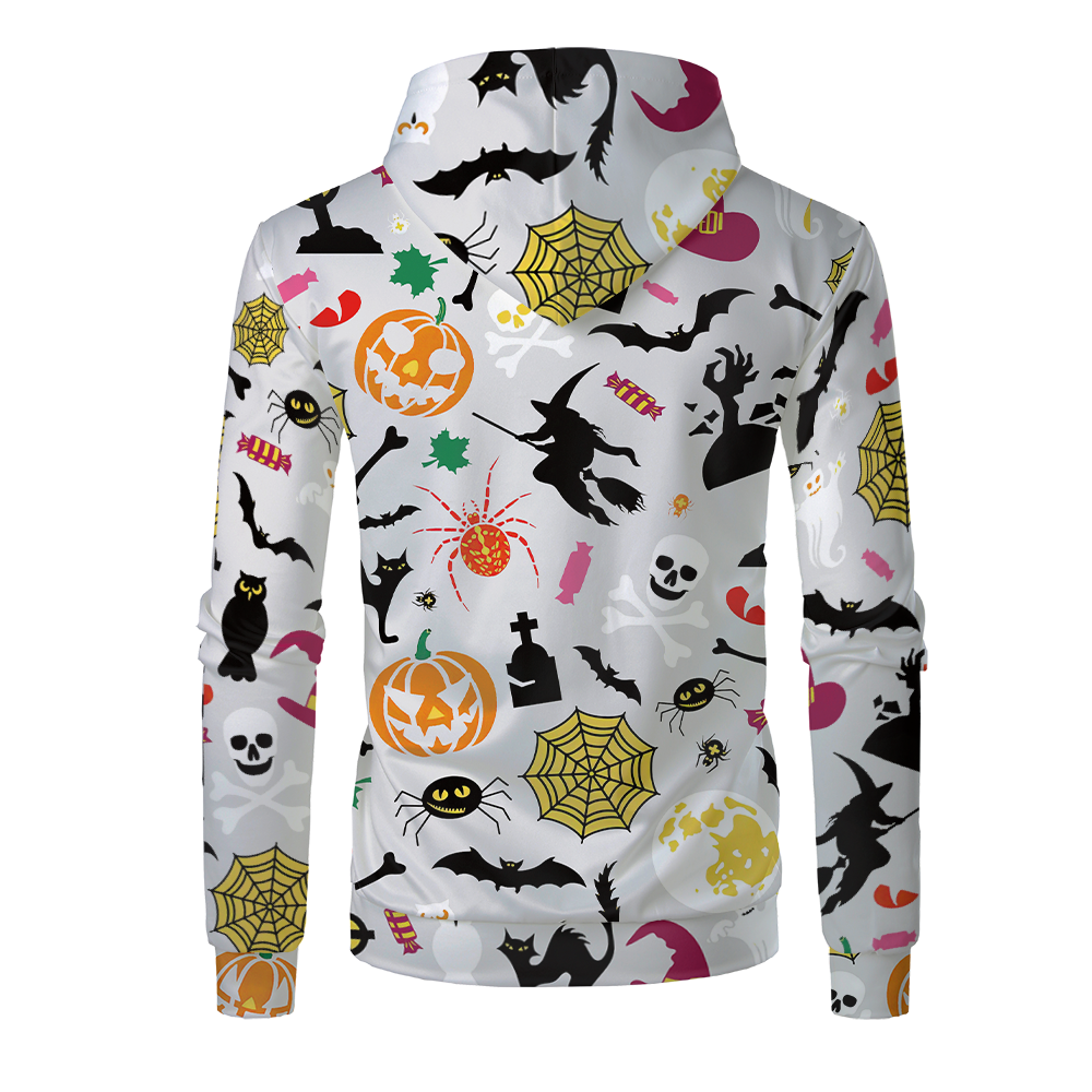 Halloween Sublimation Polyester Men's Hoodies Customized Printing Blank Special Faux bleached Custom Hoody