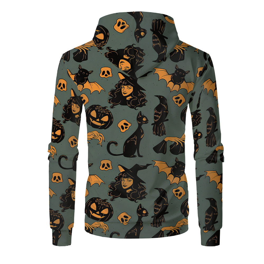 Halloween Sublimation Polyester Men's Hoodies Customized Printing Blank Special Faux bleached Custom Hoody