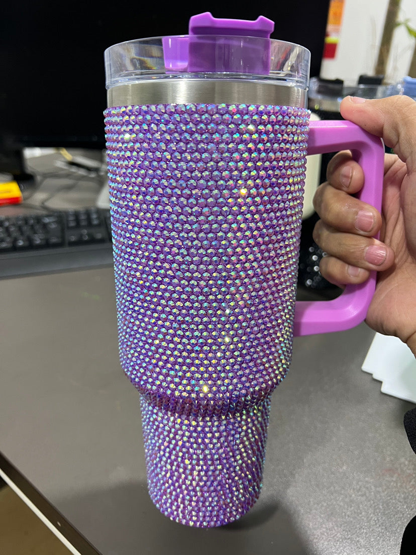 40oz rhinestones glitter Insulated Stainless Steel Tumbler with Handle and Straw